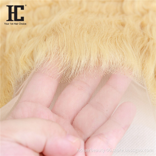 613 Bundles With Frontal Brazilian Deep Wave Human Hair Remy Blonde Bundles With Closure 13*4 Lace Frontal With Bundles
